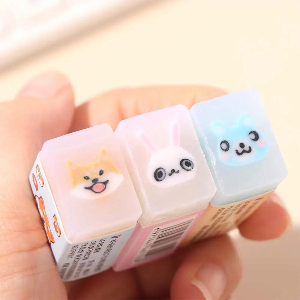 10pcs Rubber Cute Animal Eraser Translucent Bunny Cartoon Pencil Eraser Drawing Sketching Art Pencil Wipe Eraser Children