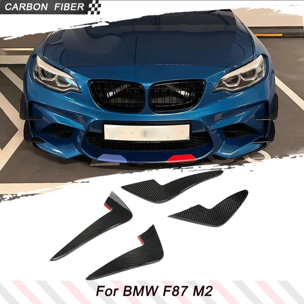 

Carbon Fiber Car Front Bumper Canards For BMW F87 M2 2016 2017 Car Auto Fog Lamp Air Vent Trims Side Fins Canards Body Kits