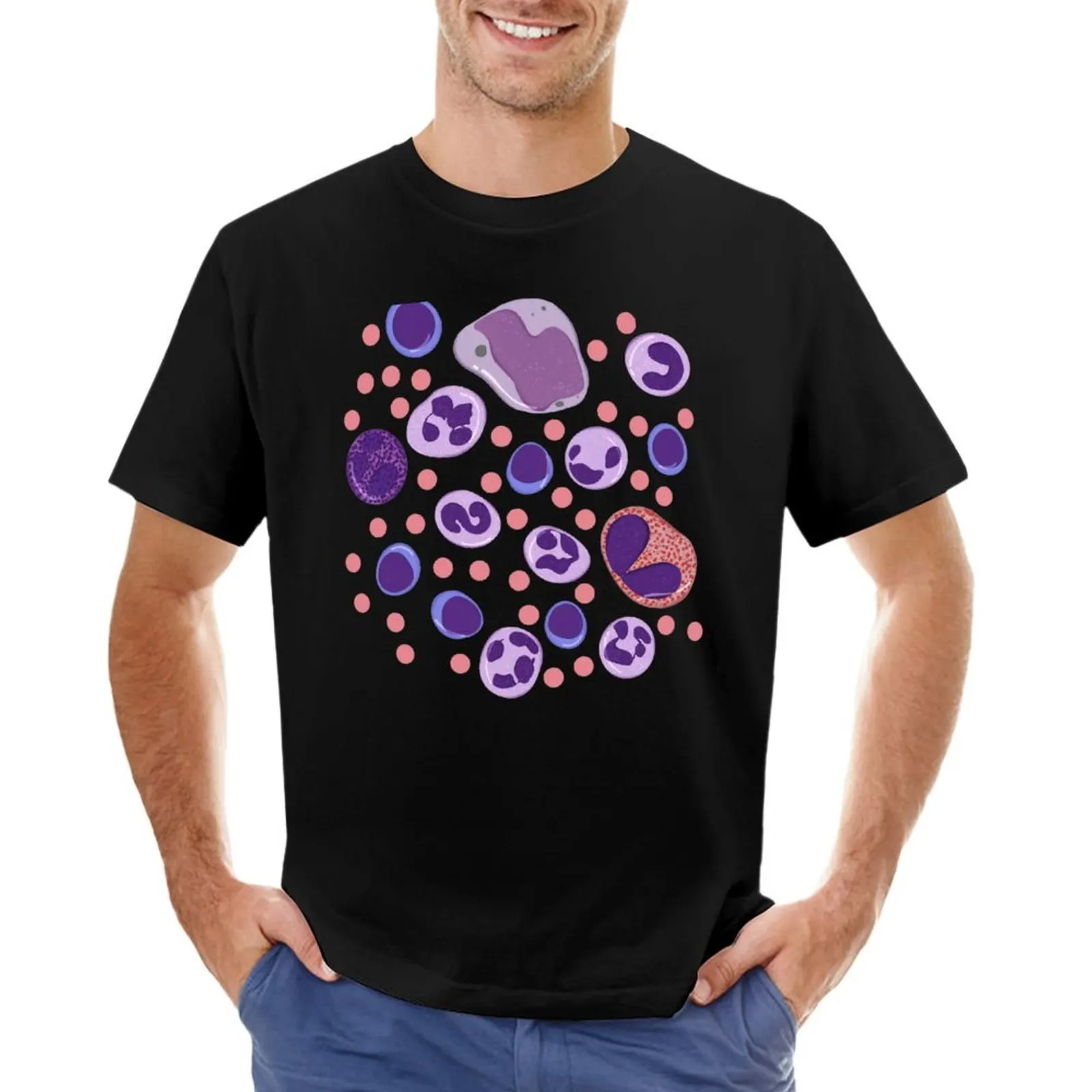 Large White Blood Cell Pattern T-Shirt vintage cute clothes customs sweat shirts, men