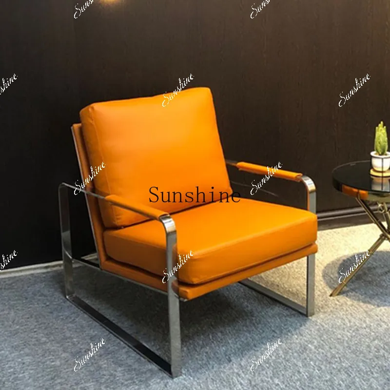 Nordic light luxury living room balcony wrought iron orange simple lazy tiger chair  FT