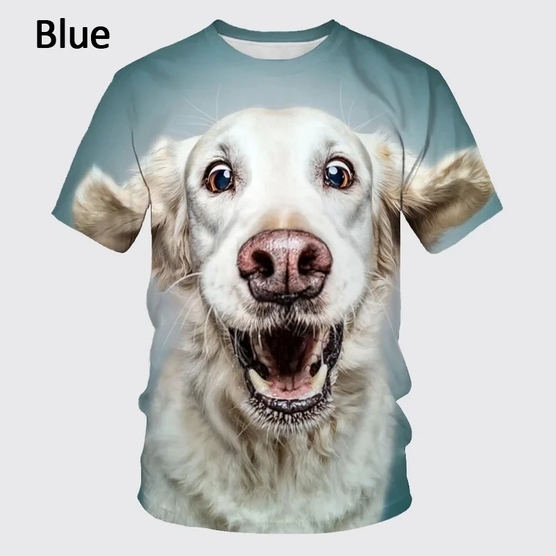 Summer Fashion Animal Dog Pattern 3D Printed Men's T-shirt Hip Hop Fun Round Neck Plus Size Comfortable Short Sleeve