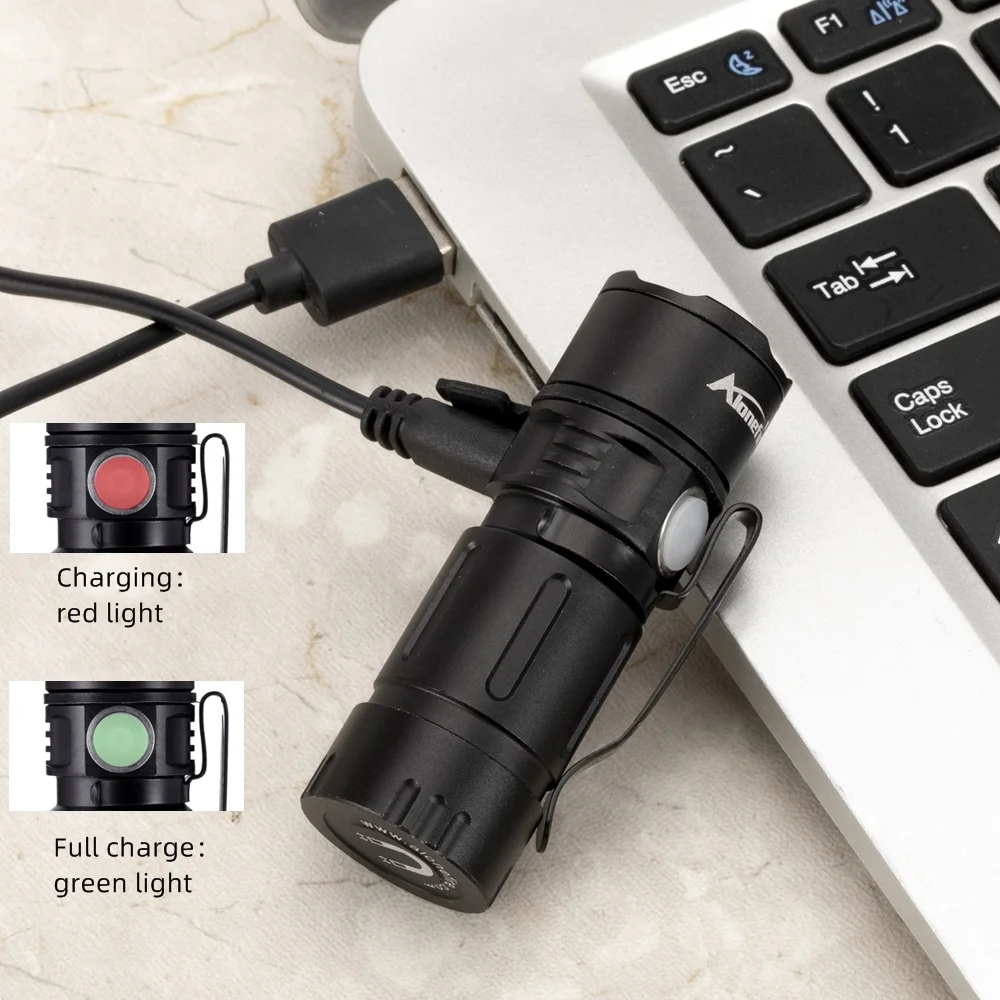 Alonefire X30 Rechargeable Mini Led Flashlight 16340 battery Usb Powered Flash Light Pocket Torch Lamp XPG Wick Flashlights