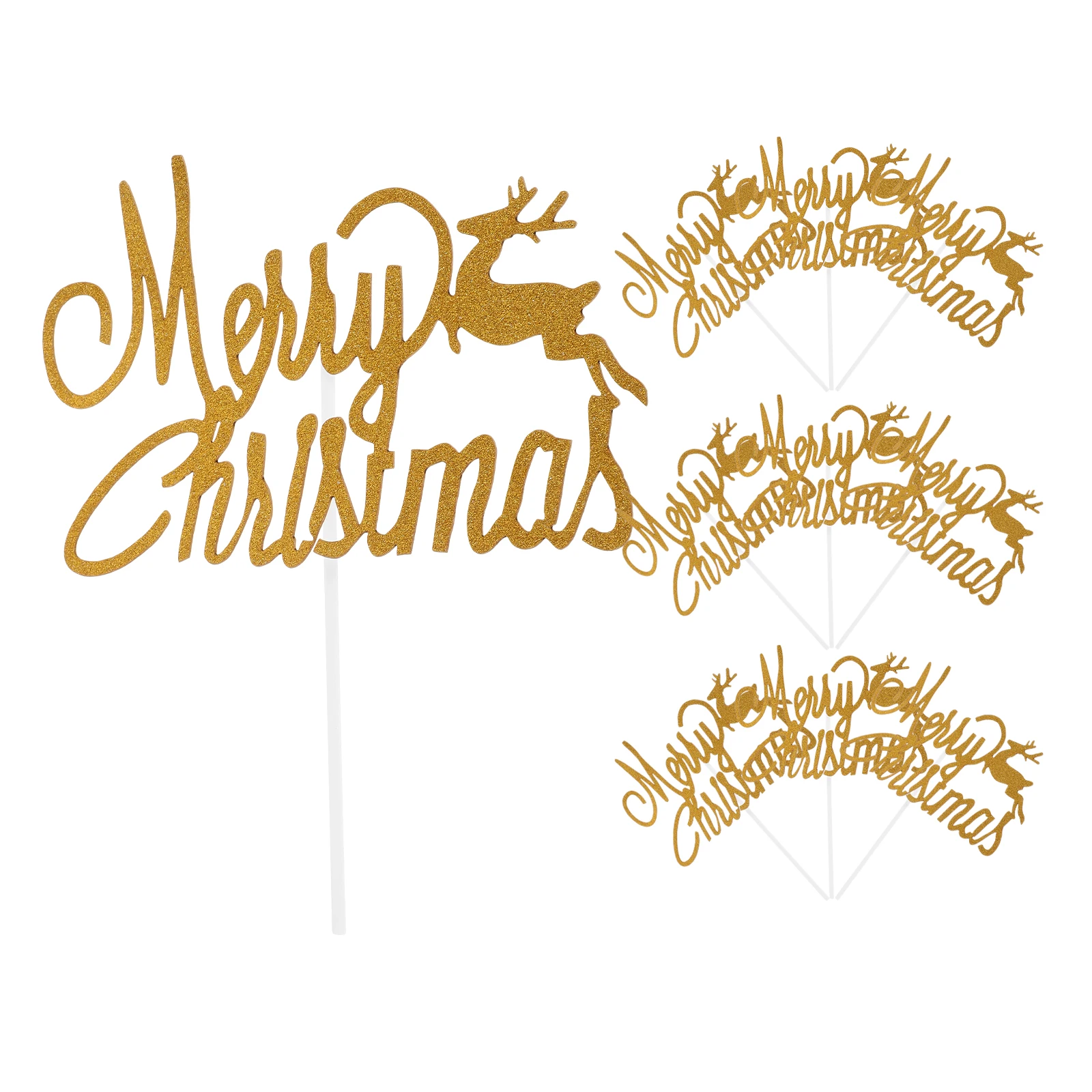 

10 Pcs Christmas Deer Cake Picks Paper Material Safe for Decorating Cupcakes Cakes Dessert Toppers Party Decorations