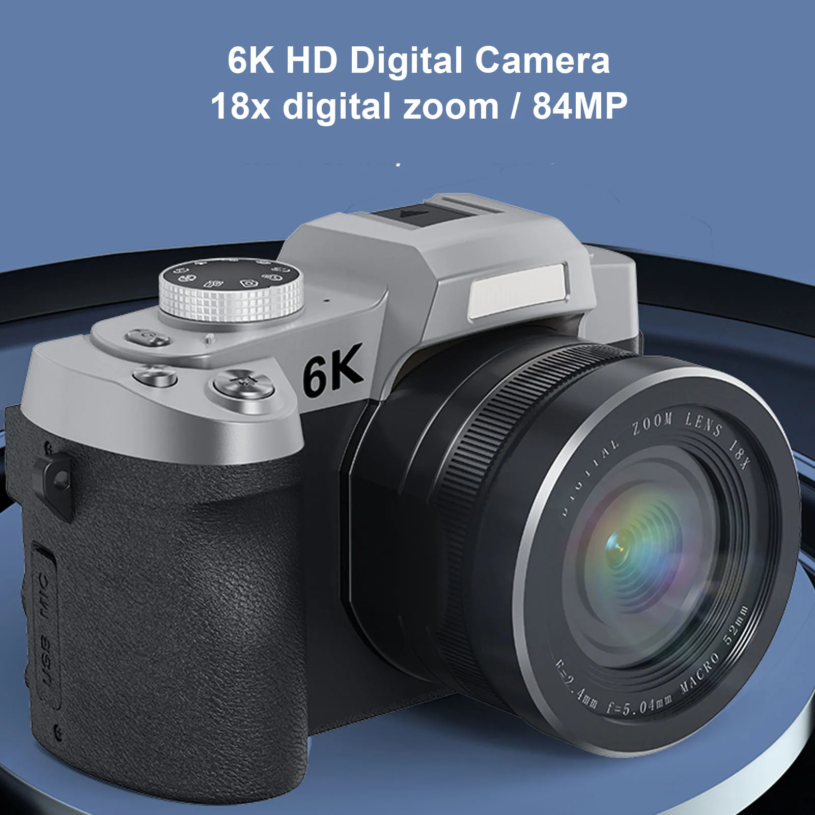 Camera WiFi 6K 84MP Digital Camera 1500mAh Flash 18X Zoom Autofocus with Lens  Lens Hood Shoulder Strap for Recording Video