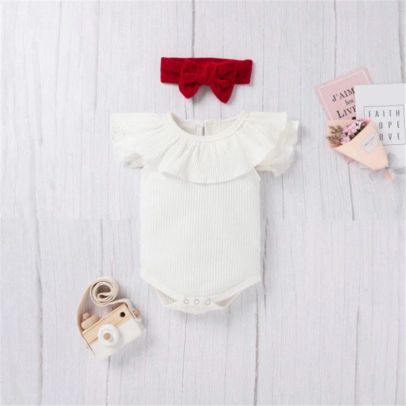 Christmas Newborn Infant Baby Girl Valentine Bodysuit+Velvet Suspender Shorts+Headband Set Newborn girl clothes