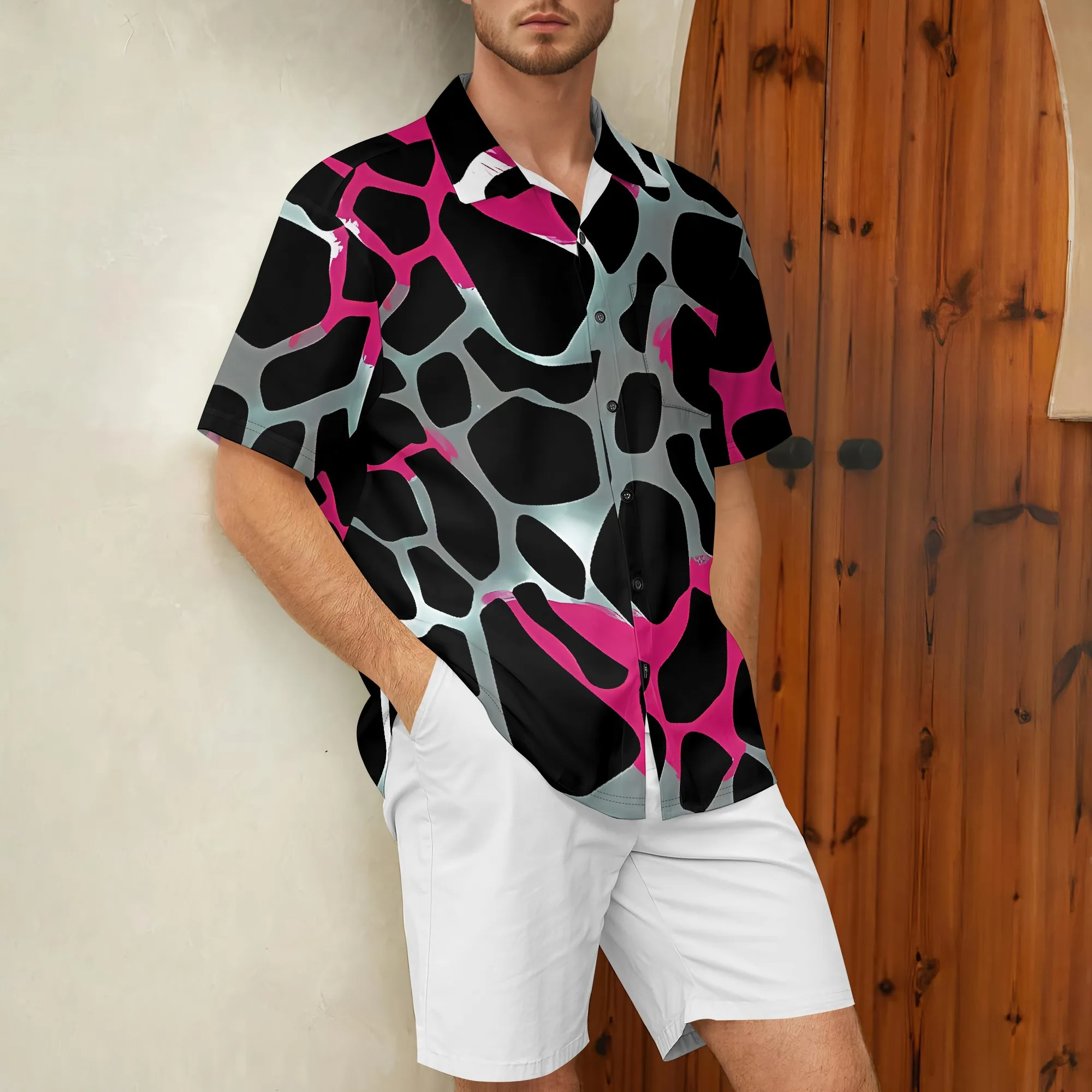

YEAE Graffiti Pattern Shirt for Men Summer Casual Short Sleeve Top