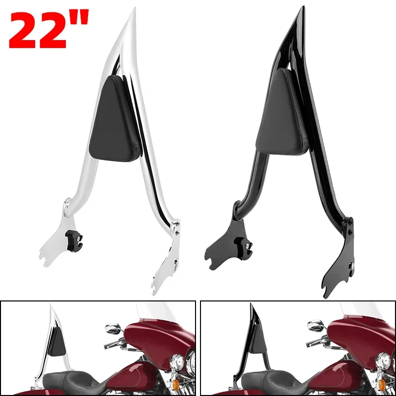 

Motorcycle Rear Passenger Sissy Bar Backrest With PU Leather Back Rest Pad For Harley Touring Road King Street Glide FLHT 97-08