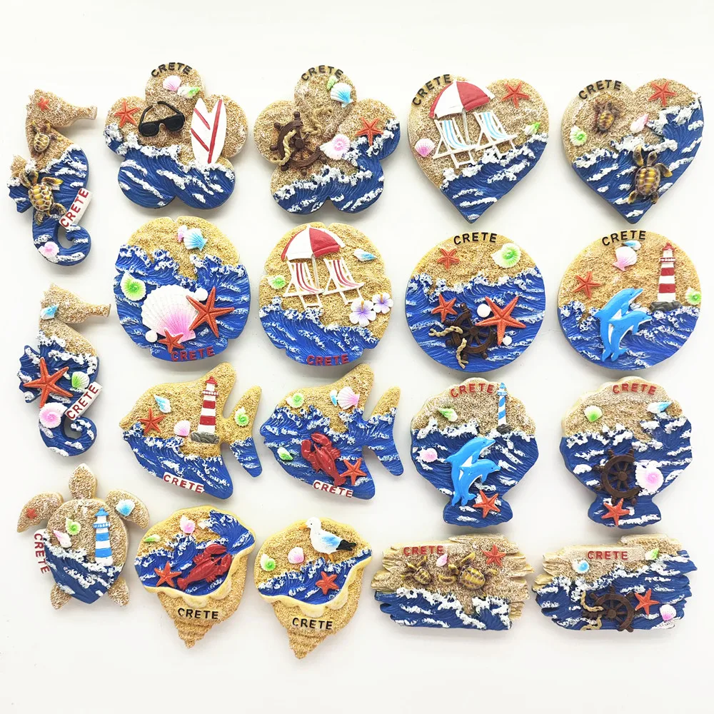 أوروبا اليونان كريت المناظر البحرية الراتنج ثلاثية الأبعاد مغناطيس الثلاجة السياحة تذكارية الثلاجة ملصق الحرف اليدوية هدية