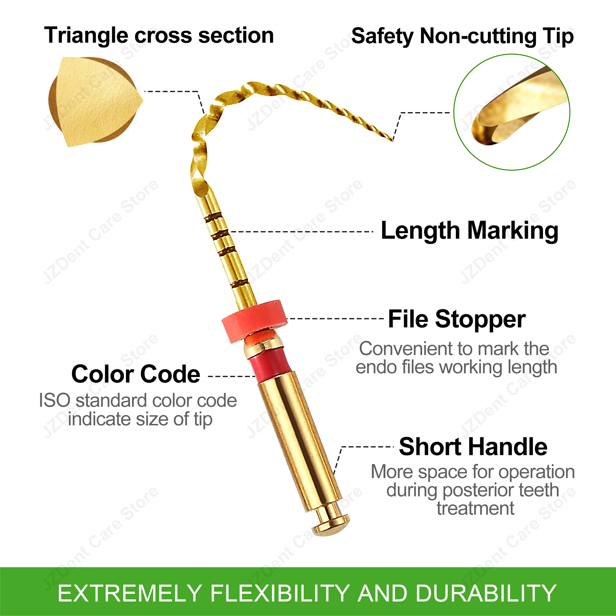 Twoendo Dental Super Golden Pro Rotary Files Heat Activated Flexible Root Canal Files 25/31mm SX-F3 F4 F5 Endodontic File