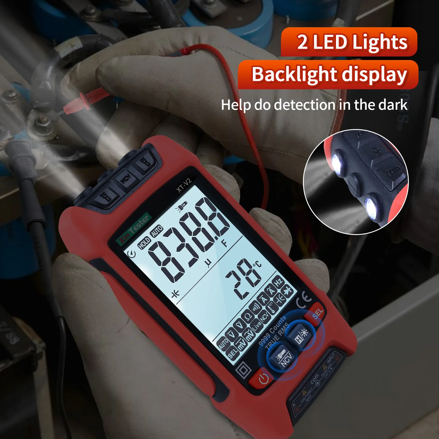 Xin Tester Auto range Digital Multimeter 9999 Counts TRMS AC DC Voltmeter amp NCV Resistance Capacitance Temp Transistor Tester