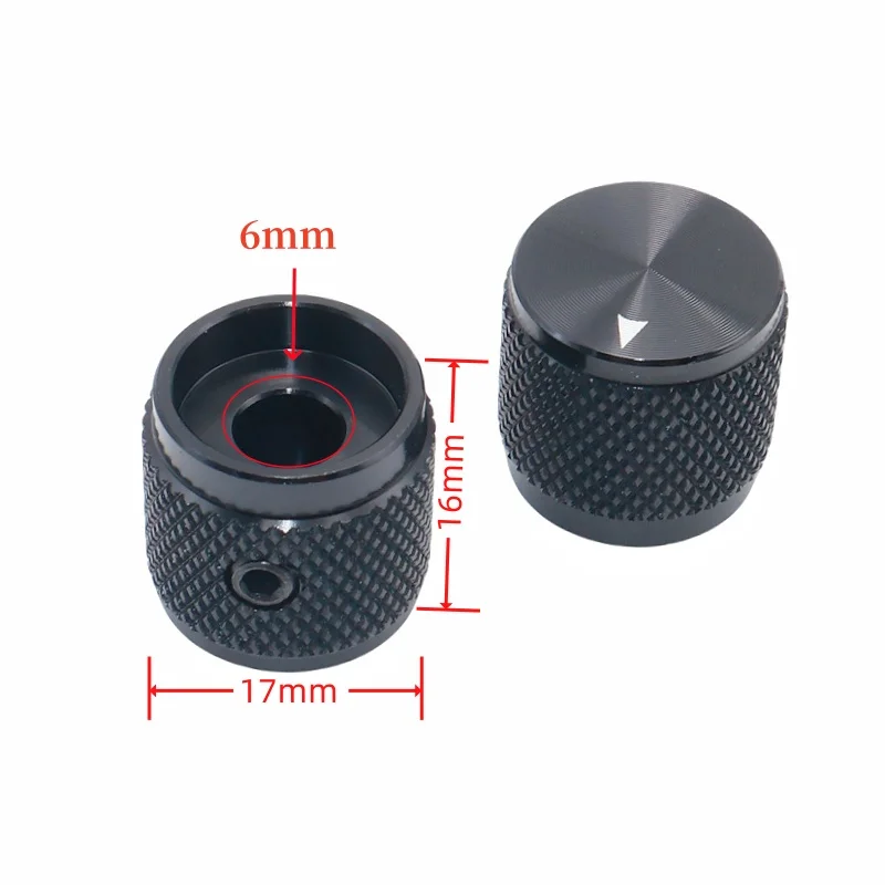 2pcs 17*16mm Knob Aluminum Alloy Potentiometer Control Caps 17x16mm Volume Audio Electric Guitar Bass Screw Type 6mm Inner Hole
