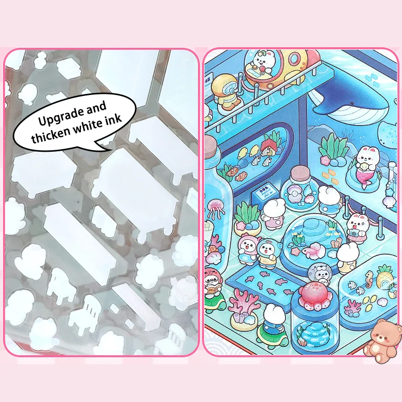 Cartoon Landscape Sticker Book 20in1 DIY 3D Stacked Stereoscopic Miniature Cabins Scene Stickers Gift for Kid Child 20pcs