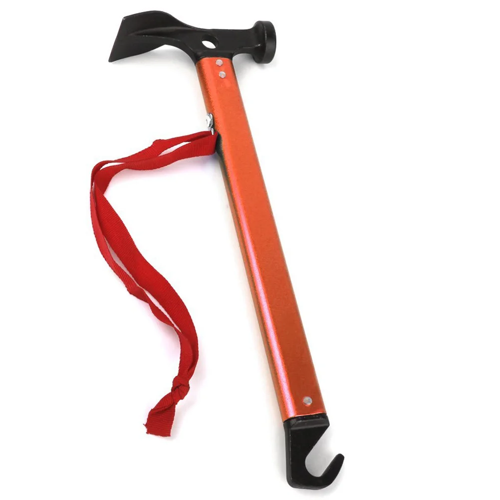

Carbon Steel Orange Camping Hammer Multifunction Mallet to Drive Tent Pegs Tough Ground Flat Spade Excavator for Removing
