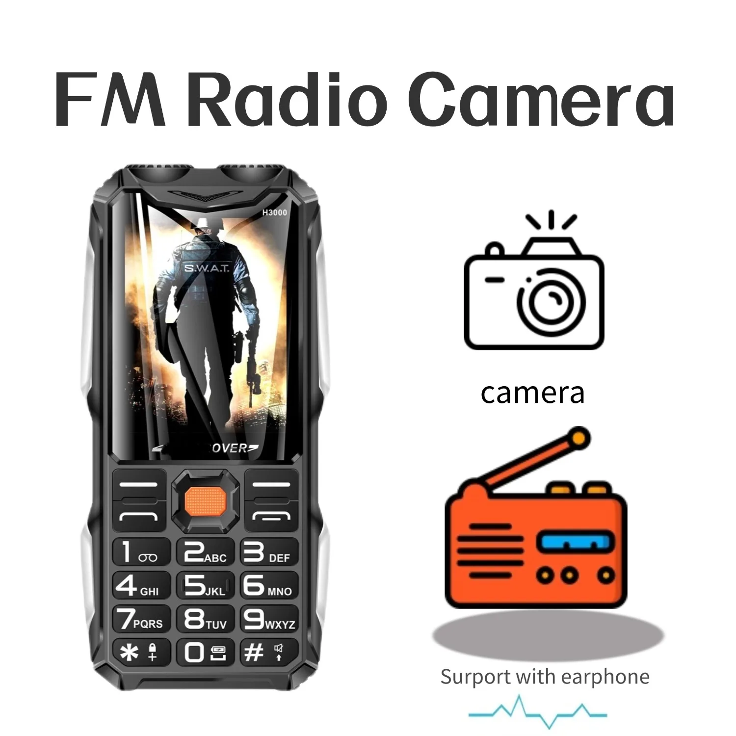 GSM 2G Outdoor Phone With Strong Battery For Adults Loud Volume Dual SIM Long Battery 2.8 Inch Display Strong Torch Durable Phon