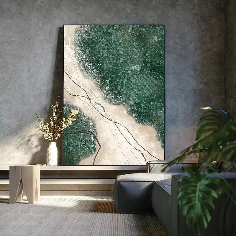 Nordic Abstraction Green River Oil Paintings Handmade Oil Painting For Home Decoration Bedroom Dining Room Living Room And Sofa