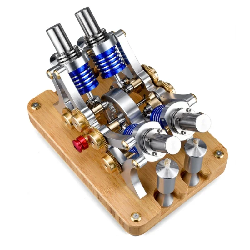 Four Cylinder Stirling Engine Model Kit All-Metal Coaxial V4 Engine Physical Science Experiment Teaching Model Toy - M20-TZ-V4