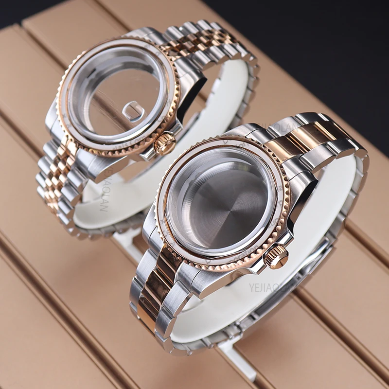 40mm NH35 Watch Case Sapphire Glass For Seiko NH34 NH35 NH36 NH38 Miyota8215 ETA2824 Movement Solid Steel Bracelet Slide Buckle