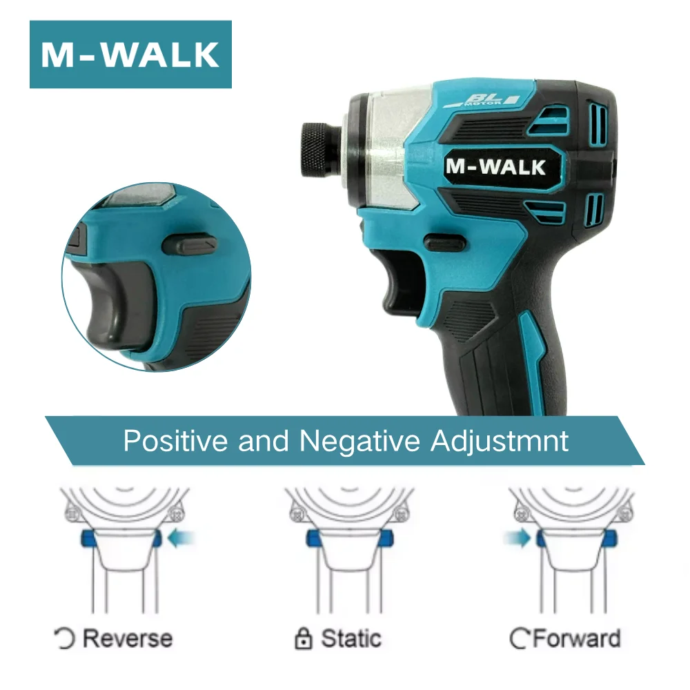 M-WALK 18V Cordless Electric Screwdriver 180N.M Brushless Impact Driver Multifunction Electric Drill Tools For Makita Battery
