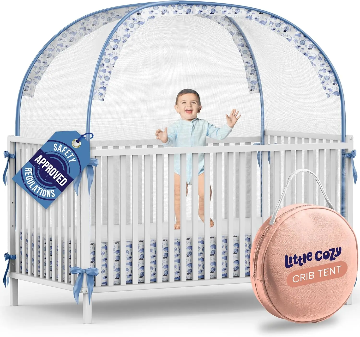 

Pop-Up Crib Safety Tent with Breathable Mesh, Auto-Lock Zippers & Durable Frame for Standard Cribs