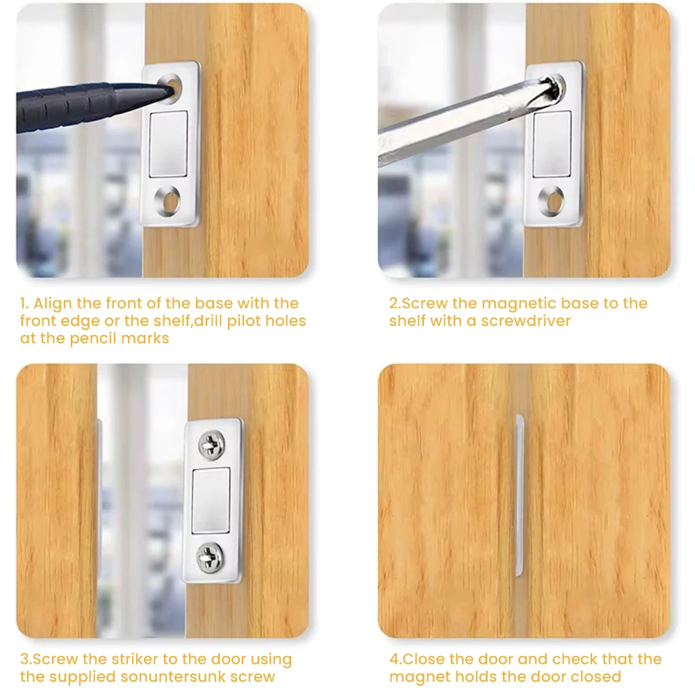 KATWAY 2 حزمة لاصق درج الصيد رقيقة جدا خزانة الصيد خزانة المطبخ الباب إغلاق الباب المغناطيسي الصيد أقرب HH-AA447 #3