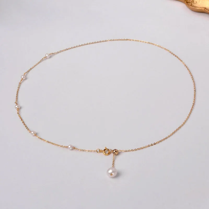 

XF800 Natural Freshwater Pearl Necklace Fine Jewelry Handmade Choker Adjust Design Party Gift For Women X581