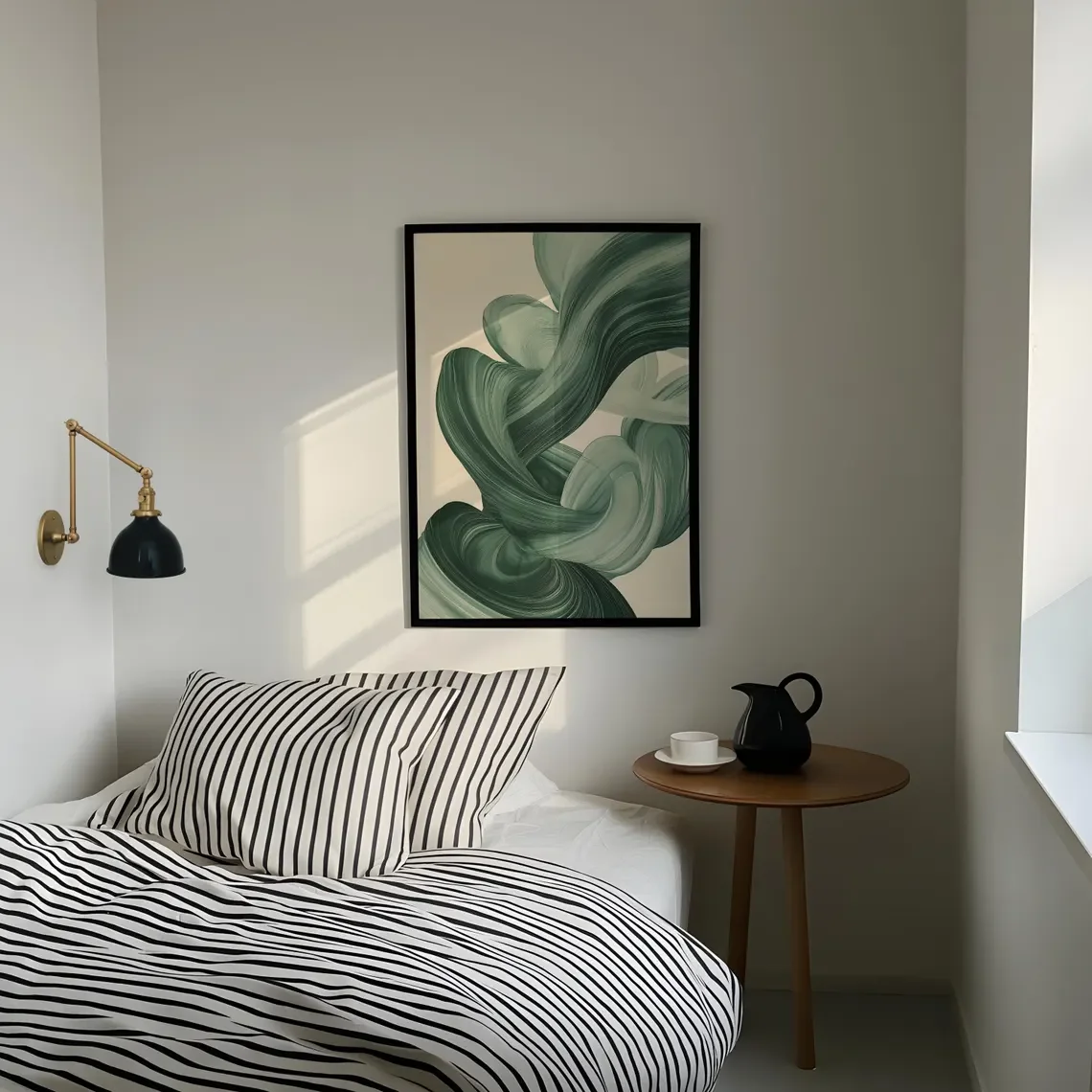 Sage Green Mid Century Modern Wall Art, Modern Abstract Art Print, Japandi Wall Art, Sage Green Poster, Above Couch Art, Printab