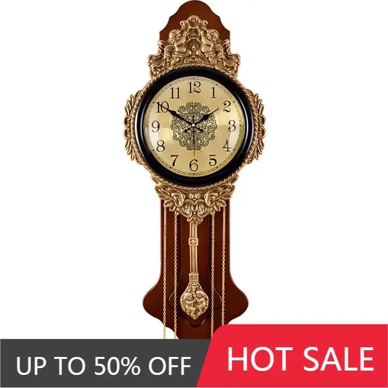 Luxury Silent Wall Clock Pendulum Wood Vintage Large Living Room Clock Art Decor Digital Clock Elegant Watch Modern Unusual