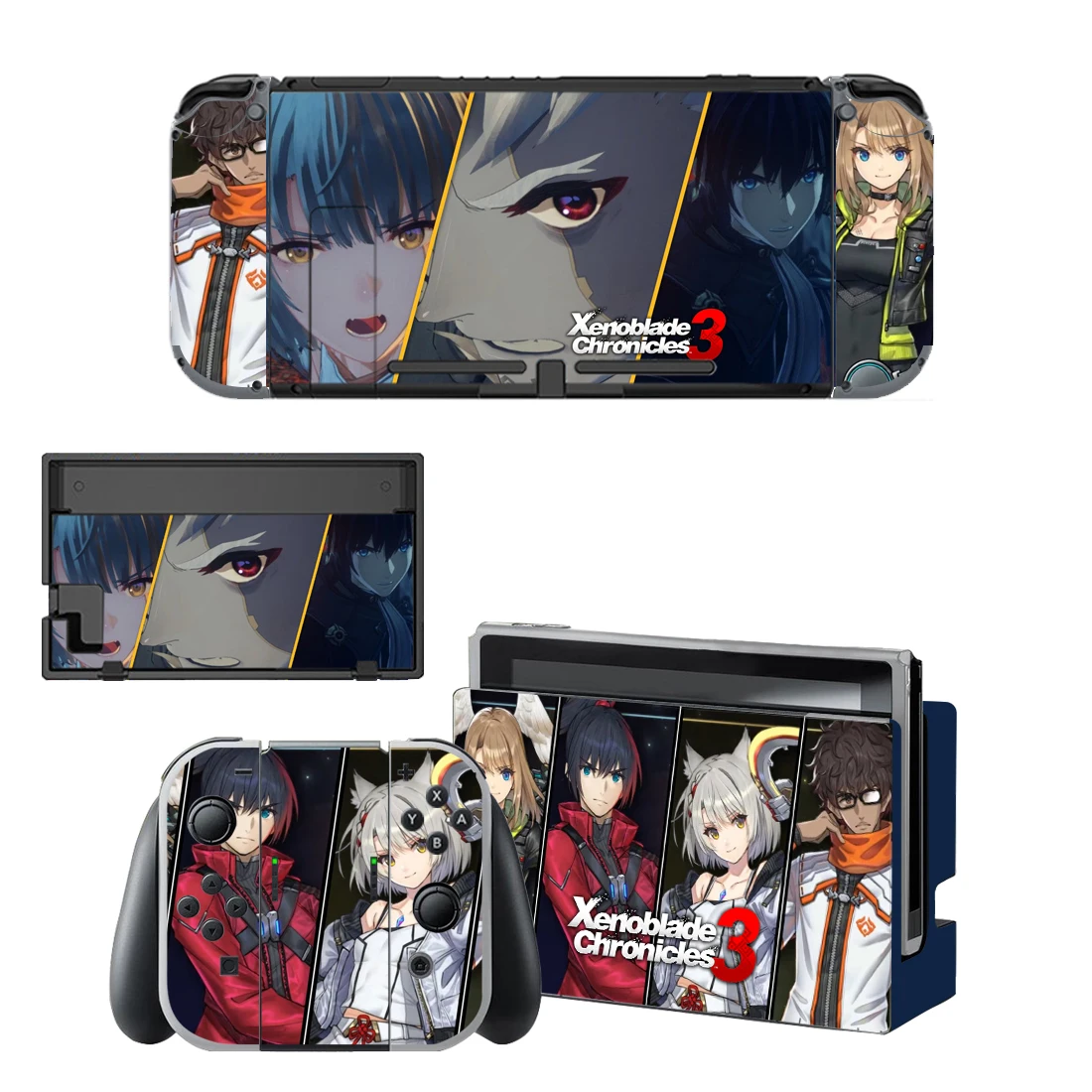 Xenoblade Chronicles 3 Vinyl Screen Skin Protector Sticker for Nintendo Switch NS Console + Controller + Stand Holder Dock Skin