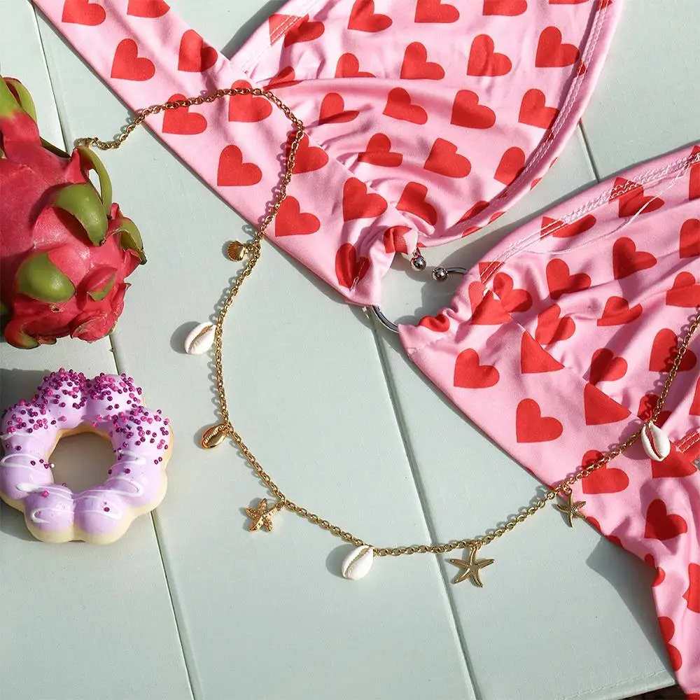 Cadena de cintura de concha Natural para mujer, cadena de cuerpo de perlas impermeable de acero inoxidable, cadena de cintura de Metal Sexy para verano