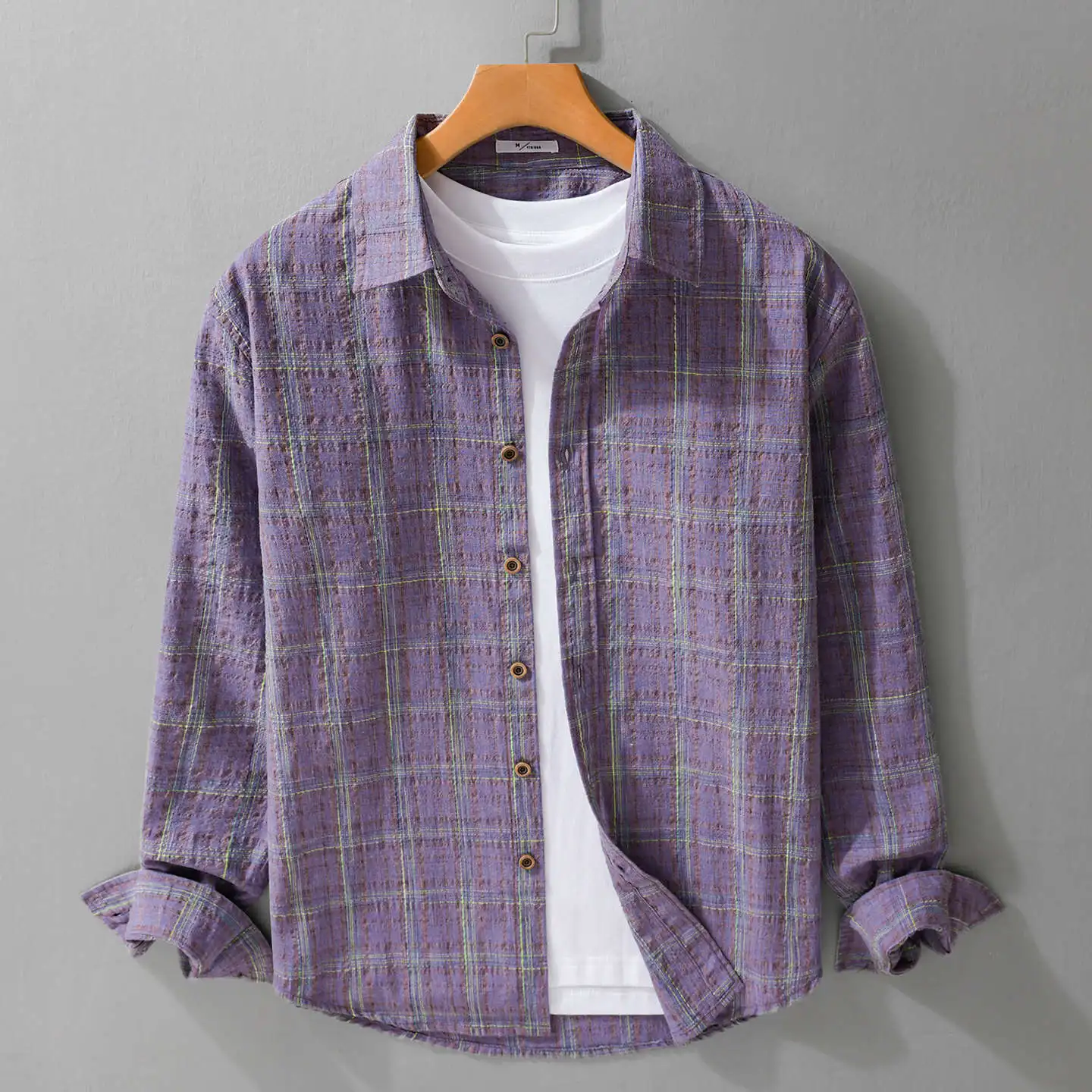 Men's Long Sleeve Plaid Shirt Fall Spring Streetwear Fashion Vintage Loose Fit Button Down Casual Collared Shirts