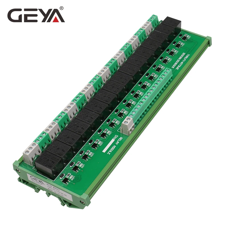 GEYA 4/8/16 Channel Relay Module 1 SPDT DIN Rail Mount 12V 24V DC/AC Interface Relay Module for PLC 230VAC 5VDC