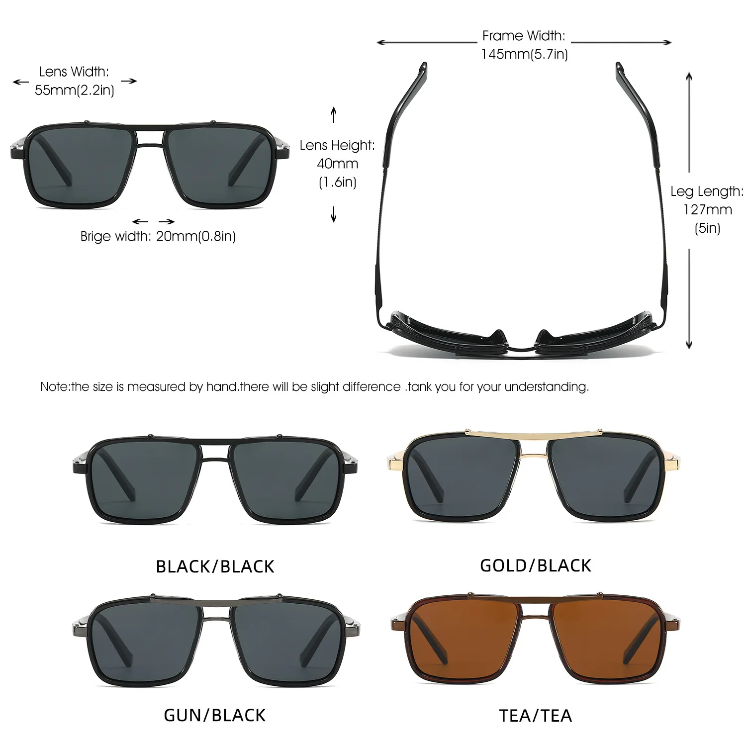 Classic Polarized Sunglasses for Men Durable Metal Inner Frame and Plastic Metal Full Frame Sun Glass Women Driving and Fishing