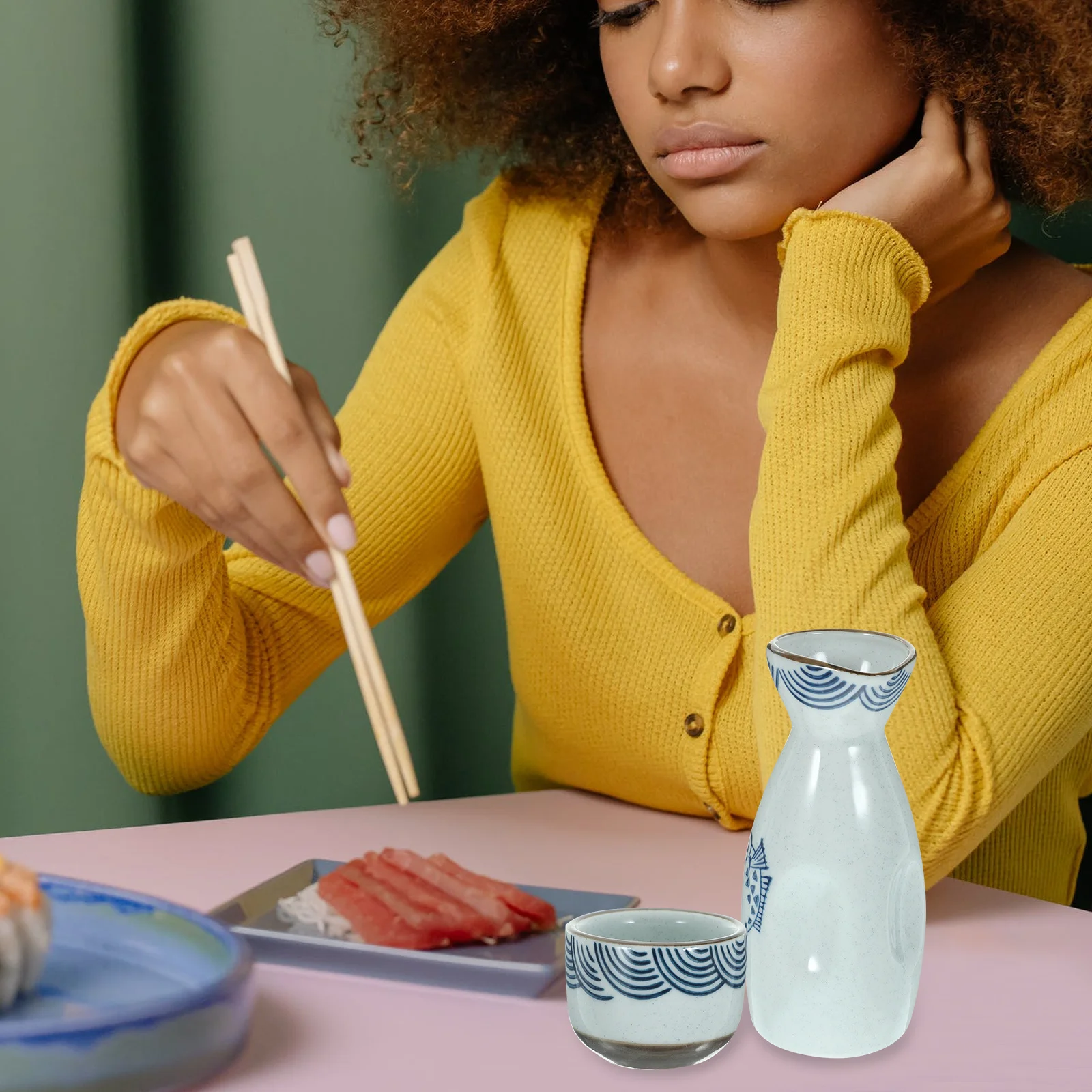 

Delicate Wine Serving Cups Sake Kettle Elegant Texture Multi Entertaining Decor 1Set Japanese Sake Set