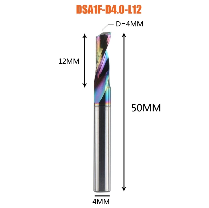 Dreanique 1 st 3.175 4 6 8mm Enkele Fluit Vhm Legering Frees, DLC Coating Frees Bit Voor Aluminium
