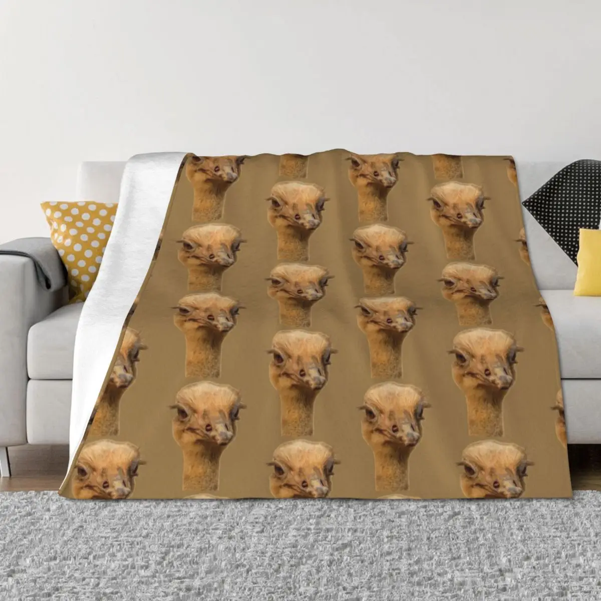 

Ostrich portrait Throw Blanket Stuffeds warm for winter Decorative Sofas Luxury Blankets