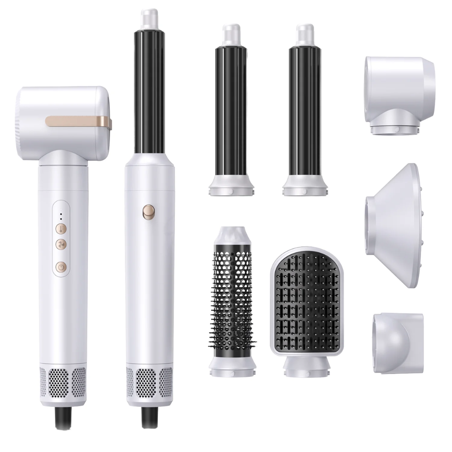 

7 in 1 Home Hair Styler Ionic 1200W Hot Air Brush Straightener Comb & Blow Dryer with Nozzle Diffuser for Curling Hair