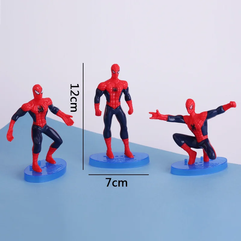 7-8cm 7pcs/Lot The Avengers Spider Man Action Figure Spiderman Model Toys With Base Children Birthday Gift Collection Toy