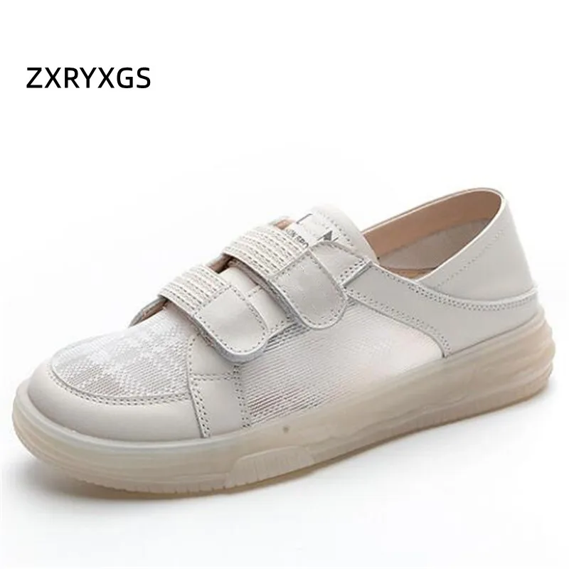 ZXRYXGS Popular Superior Cowhide Mesh Sneakers Sandals 2024 New Summer Temperament and Trend Shoes Woman Sandals Flat Soft Sole