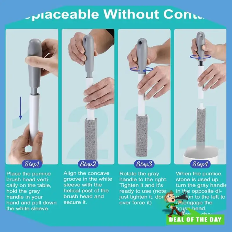 24-Hour Delivery Toilet Bowl Cleaner, 4PCS Pumice Stone With Extra Long Handle, 1 For Cleaning Handle For Toilets