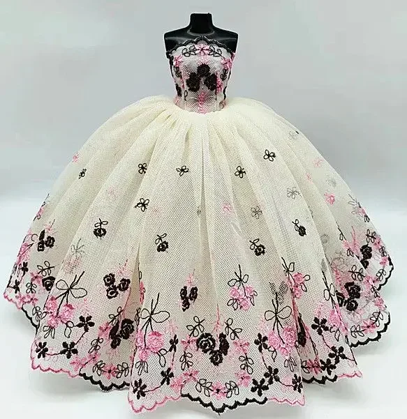 1/6 Doll Clothes for Barbie Dress for Barbie Clothes Floral Lace Wedding Dresses Party Gown Outfits 11.5\