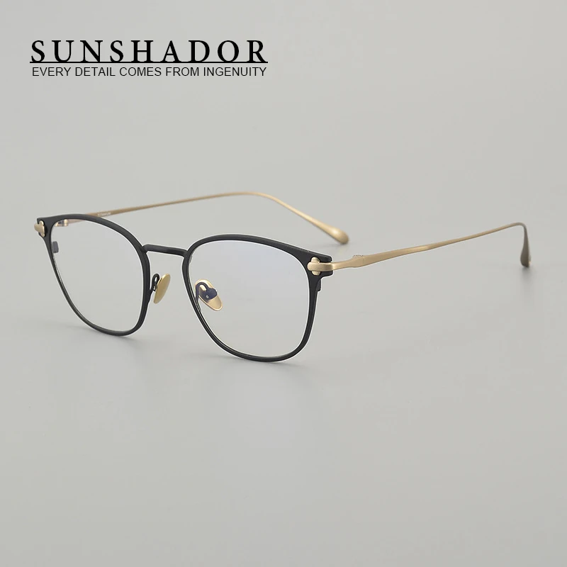 

Square pure titanium simple business women spectacles frame Preppy high quality men eyeglasses Myopic optical glasses frame