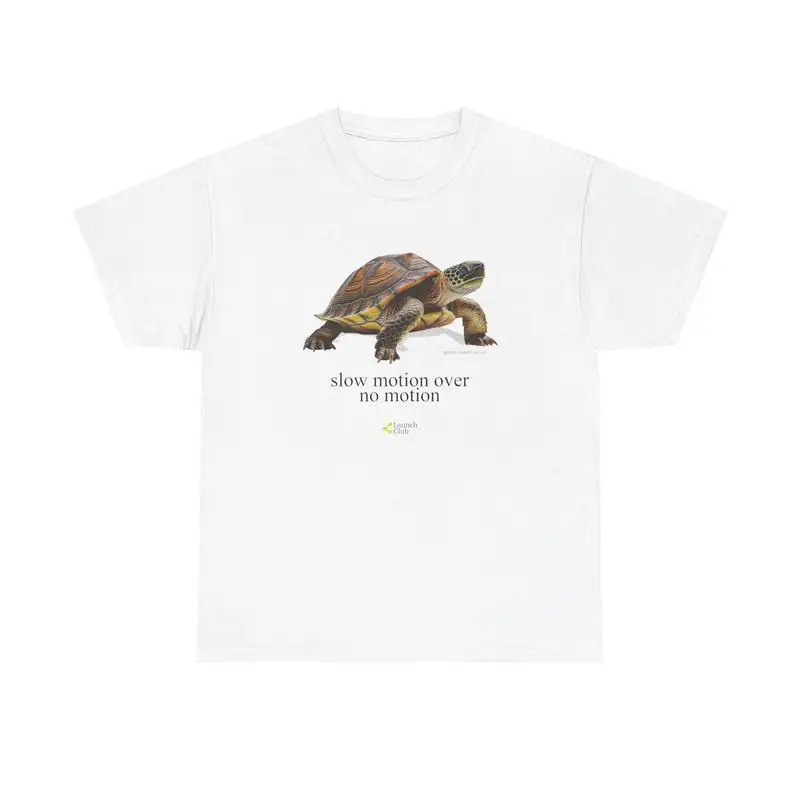 

Slow Motion Turtle Shirt - Casual Cotton Retro T-Shirt with Vintage Graphic Design for Men and Women Tshirt White