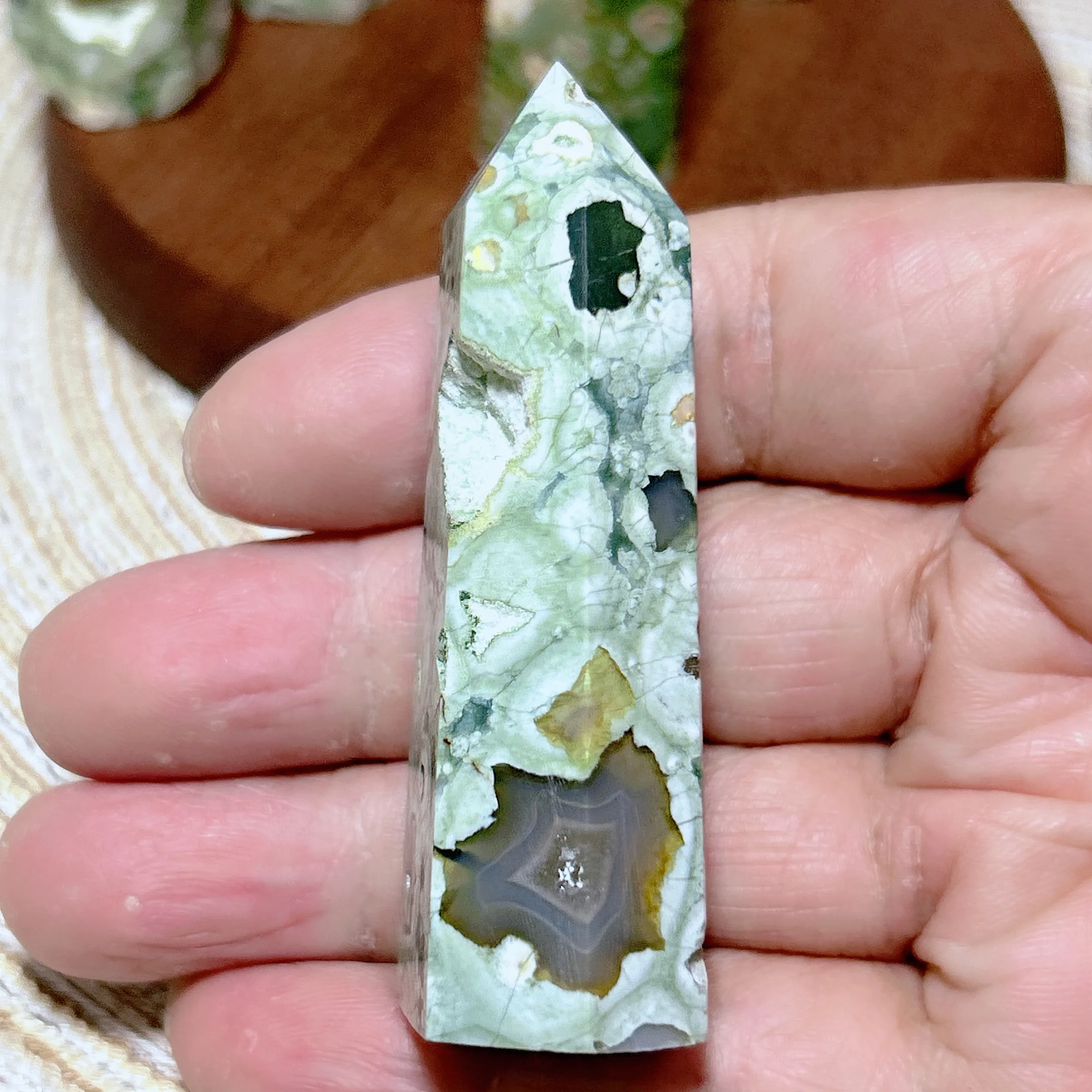 Natural Crystal Rainforest Jasper Tower Point Mineral Healing High Quality Garden Decorations Reiki Ornament Room Decor Gift