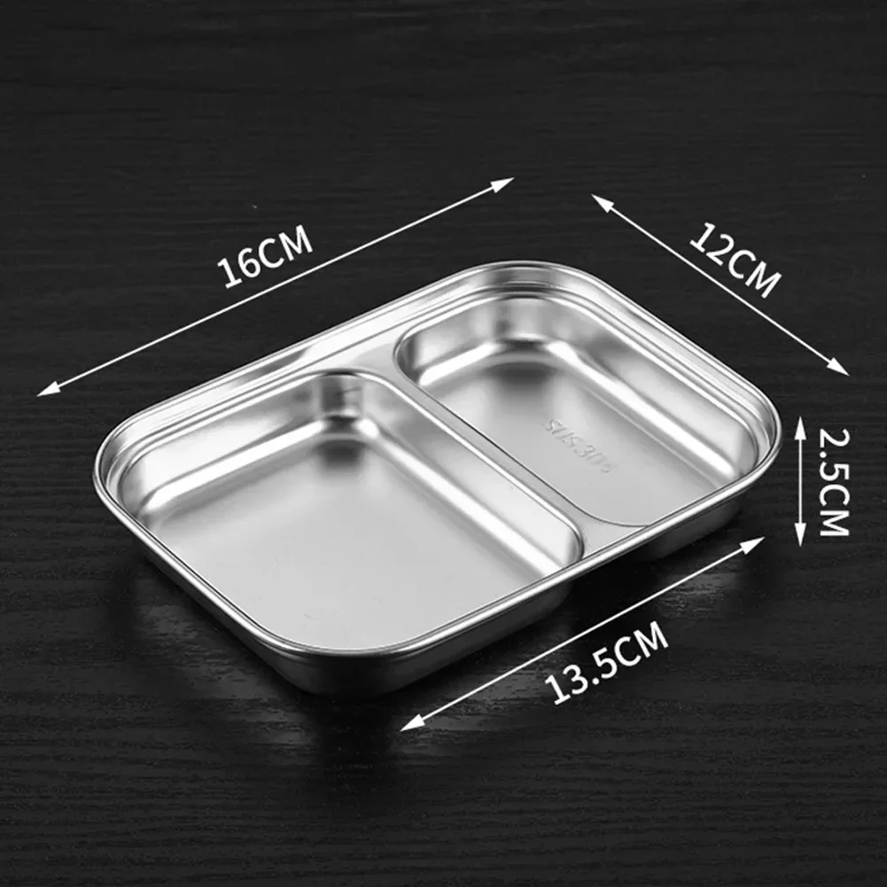 3/4/5 Sections Stainless Steel Divided Dinner Tray Lunch Container Food Plate For School Cantee Divided Dinner Tray Lunch