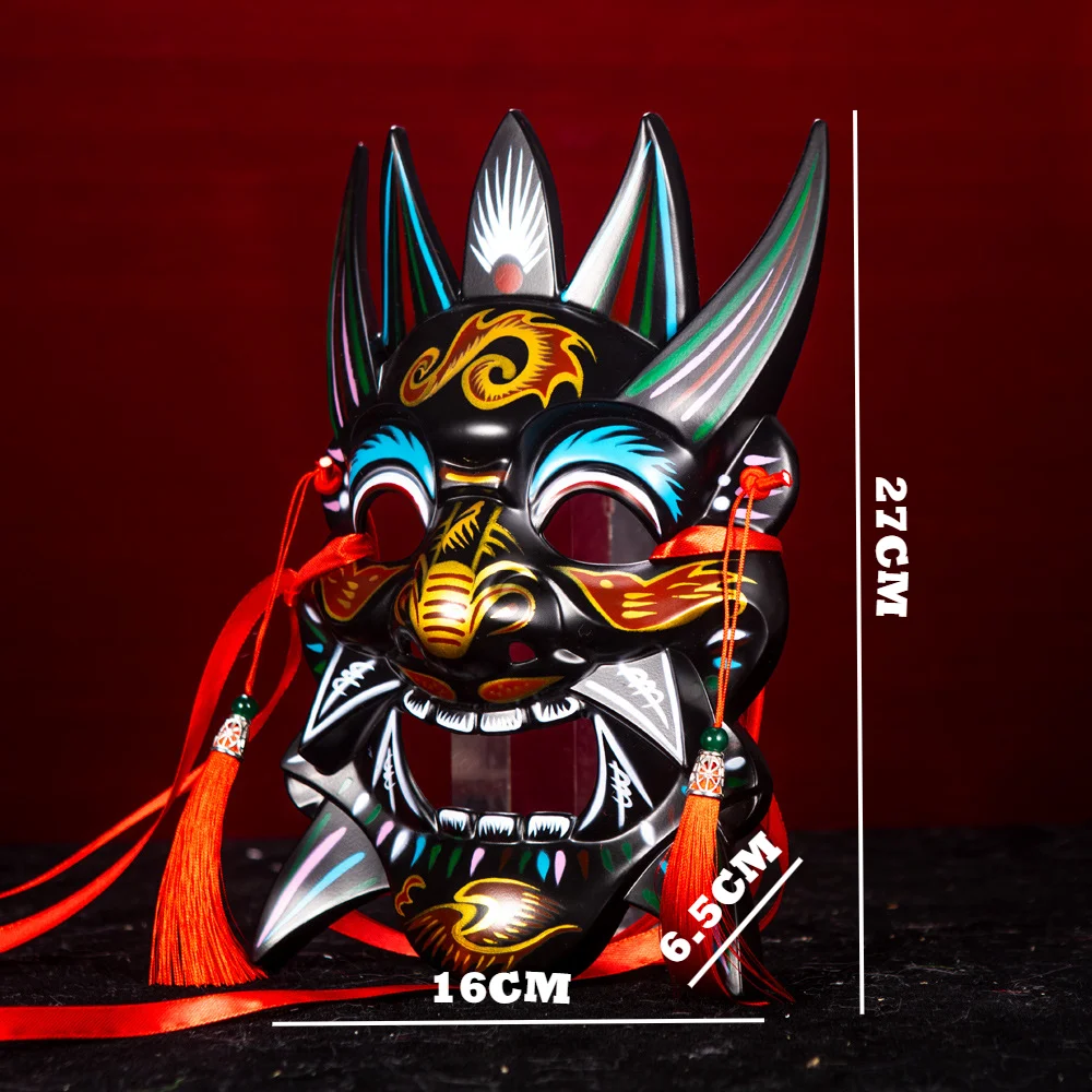 1Pc Chinese Nuo Opera full face mask, hand-painted intangible heritage craft, ABS wear-resistant material for stage and cosplay