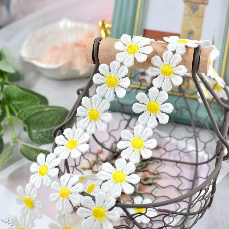 2.5cm wide daisy Water Soluble Embroidery Lace Clothing Accessories Milk Ribbon Hat Bag Headdress Clothes Diy Decoration