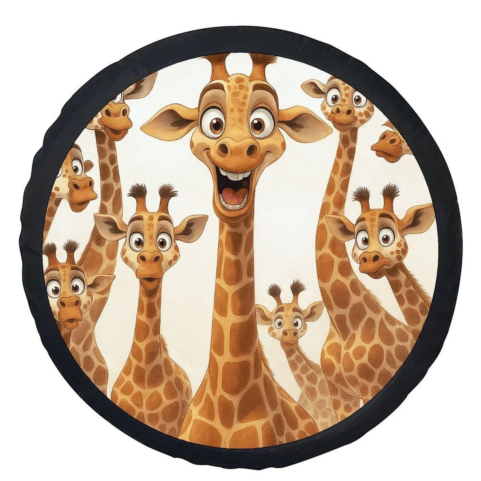

Милый улыбающийся жираф с семейным принтом, чехол для колеса, прочный аксессуар для обода колеса
