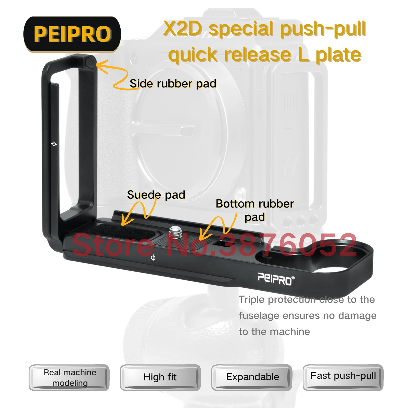 PEIPRO X2D quick Release L-plate bracket Quick Realease Baseplate camera Hand Grip for Hasselblad X2D cameras