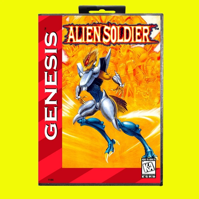 Alien Soldier MD Game Card 16 Bit USA Cover for Sega Megadrive Genesis Video Game Console Cartridge