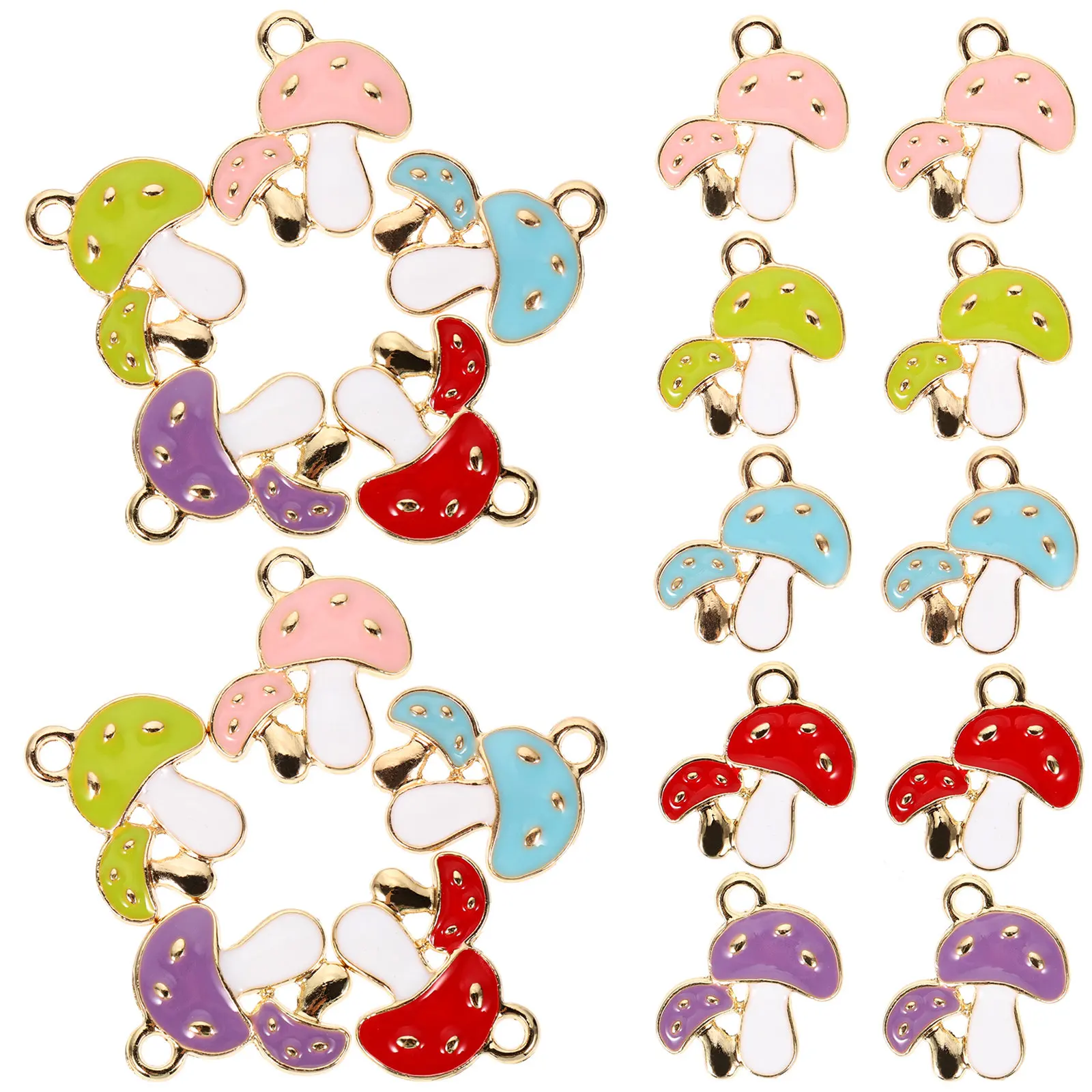 

50Pcs Mushroom Pendant Jewelry Alloy Mushroom Charms for DIY Crafts Hanging Decoration Handcraft Supply Necklace Bracelet Making